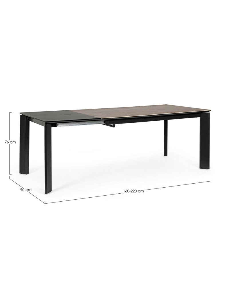 EXT TABLE BRIVA GRAY-BLACK 160-220X90