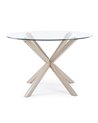 MAY RED GLASS TABLE WITH NATURAL LEGS D114