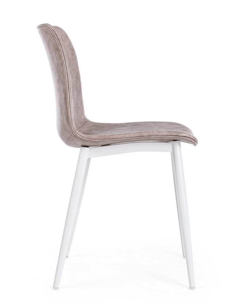 SILLA KYRA PU BEIGE VINT. ESTRUCT. BLANC