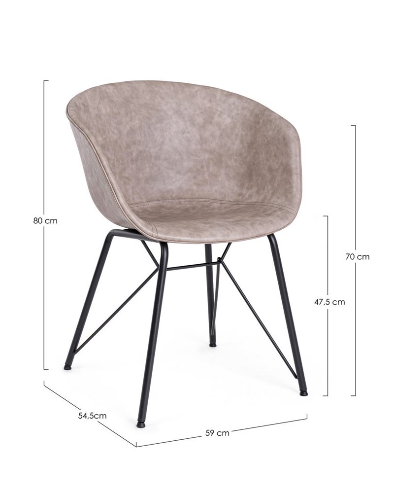 SILLA WARHOL PU BEIGE VINT. ESTRUCT. NEG