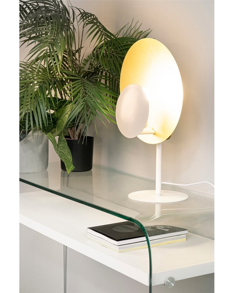 LAMPE À POSER DESIGN BLANC-DORÉ H