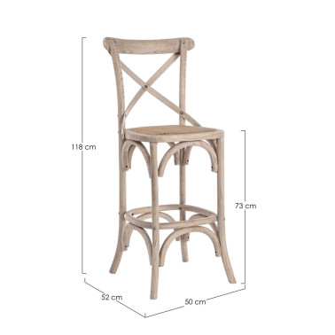 BAR STOOL CROSS NATURAL GRAY