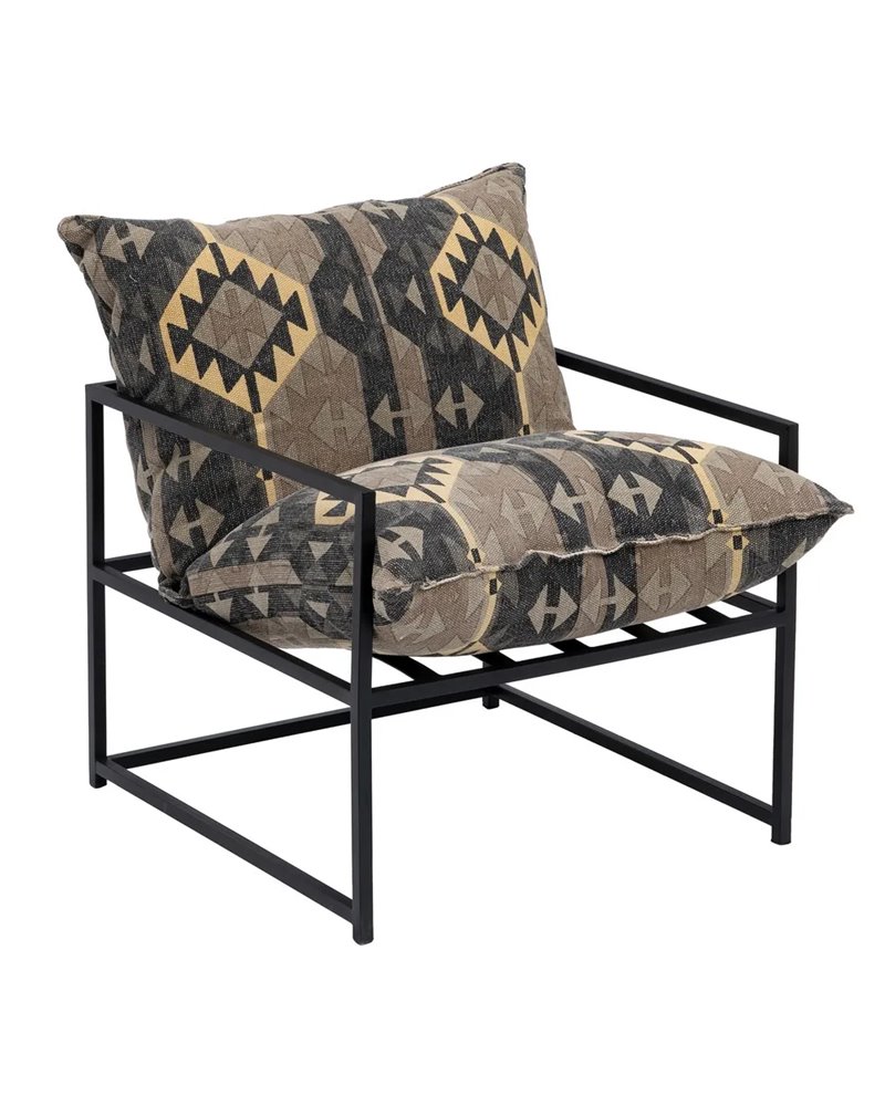 SILLÓN NEGRO-TAUPE TEJIDO-METAL SALÓN 70 X 84 X 86 CM REF.607863