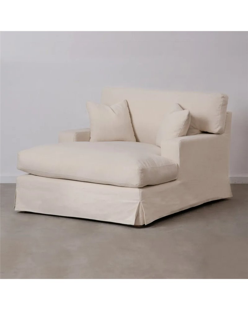 SOFÁ CHAISE LONGUE BEIGE TEJIDO SALÓN 122 X 155 X 93 CM REF.603251