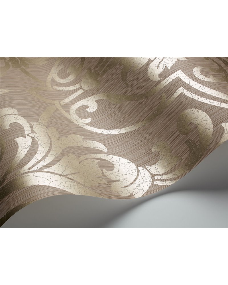 St Petersburg Damask Metallic Gilver On Taupe 88-8033