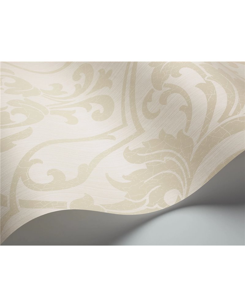 St Petersburg Damask Parchment On White 88-8036