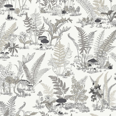 Mushroom Garden Toile Black Grey RT7893