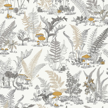 Mushroom Garden Toile Neutral Gold RT7892