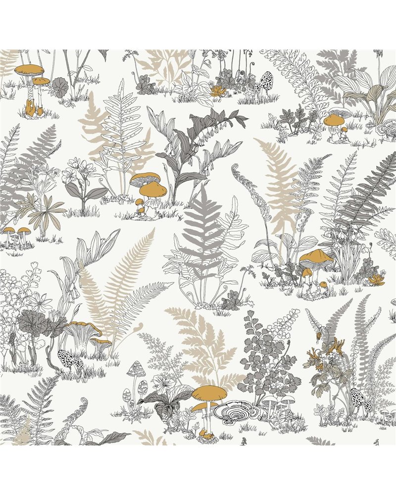 Mushroom Garden Toile Neutral Gold RT7892