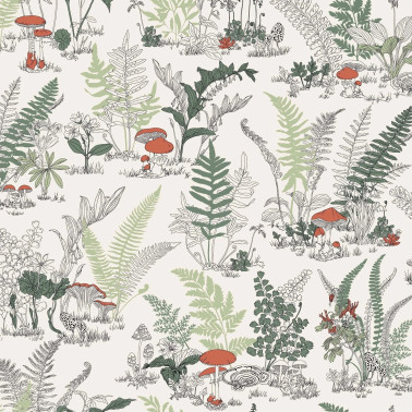 Mushroom Garden Toile Red Green RT7891