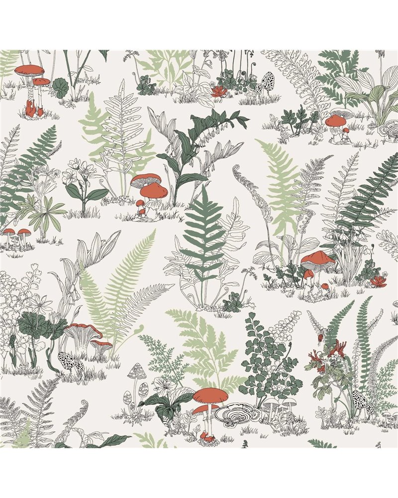 Mushroom Garden Toile Red Green RT7891