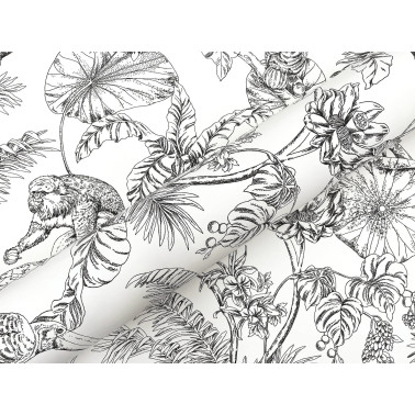 Toile Tropical Sketch Noir...