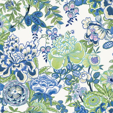 Peony Garden Blue and Green T42021