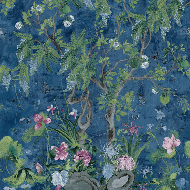 Wild Wisteria Mural Navy TM42055