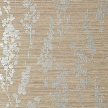 Spring Blooms Metallic Silver On Taupe T41053