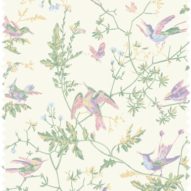 Hummingbirds Cotton Blush Sage & Mulberry On Cream F125-3009