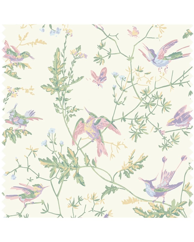 Hummingbirds Cotton Blush Sage & Mulberry On Cream F125-3009