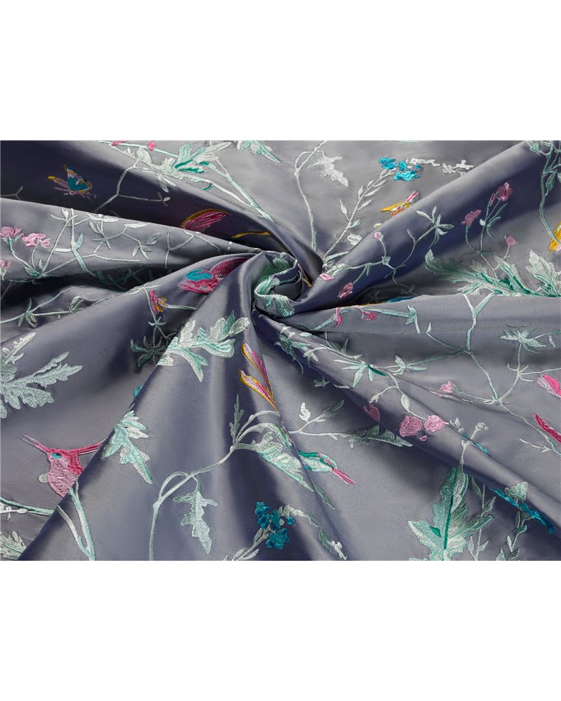 Hummingbirds 100% Silk Periwinkle F125-1002