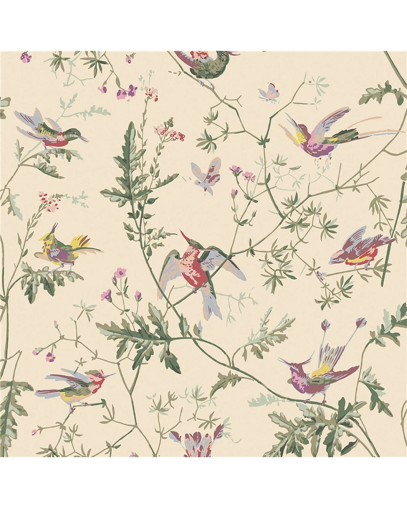 Hummingbirds Classic Multi & Old Olive On Cream 100-14071