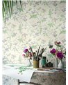 Hummingbirds Blush Sage & Mulberry On Cream 124-1001