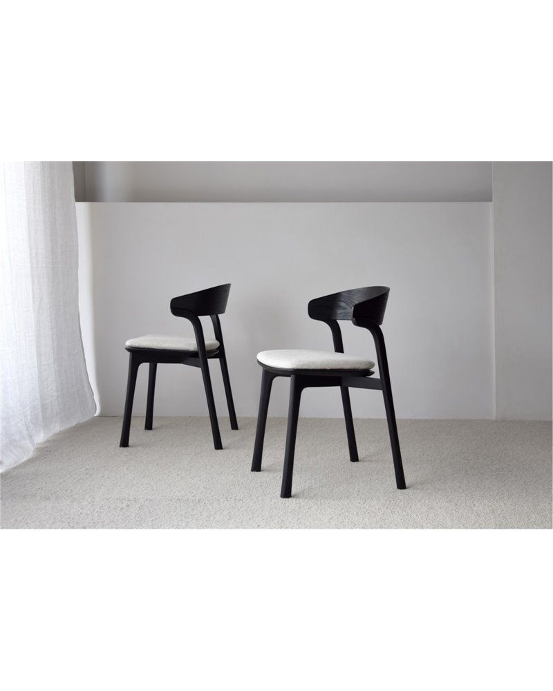 SET 2 SILLAS EMMA.MADERA. NEGRO BEIGE