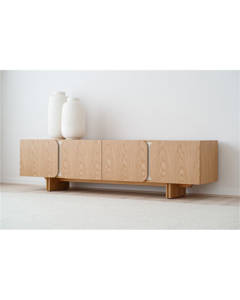 MUEBLE TV CURVA.ROBLE NATURAL,ARENA MATE