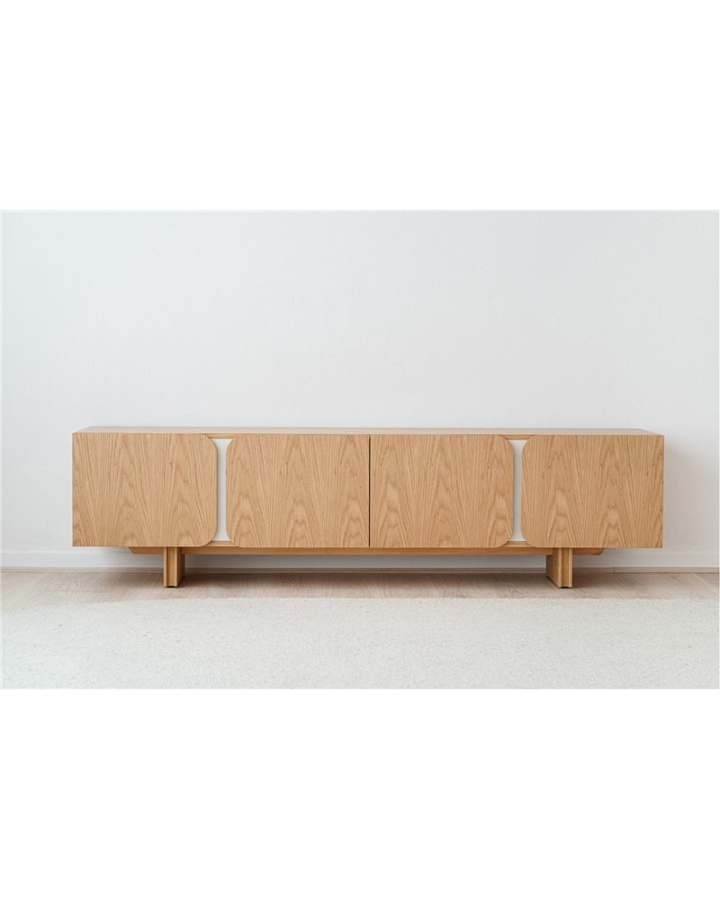 MUEBLE TV CURVA.ROBLE NATURAL,ARENA MATE