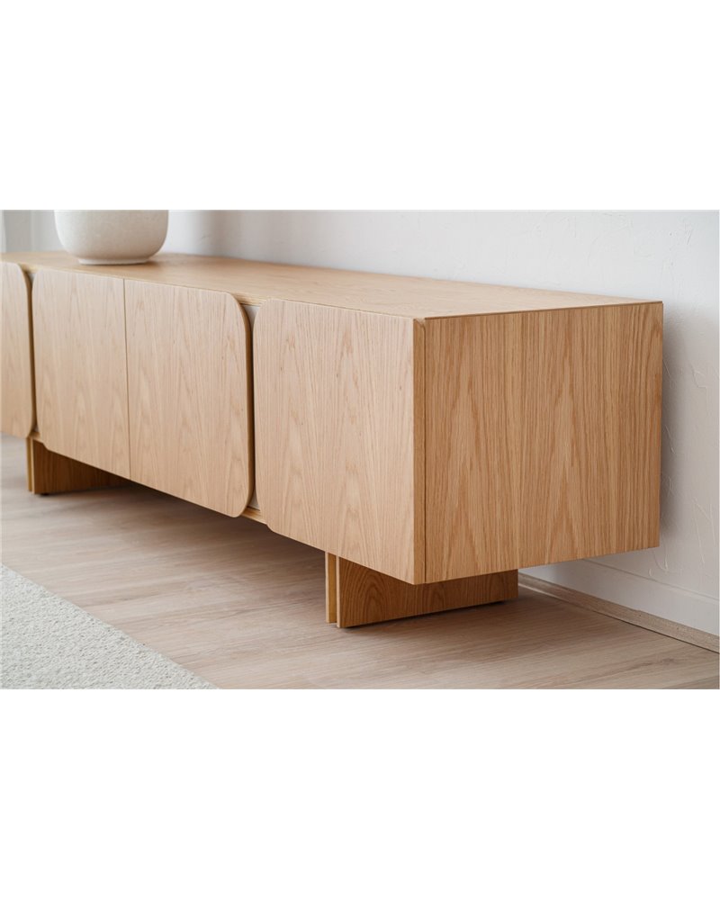 MUEBLE TV CURVA.ROBLE NATURAL,ARENA MATE