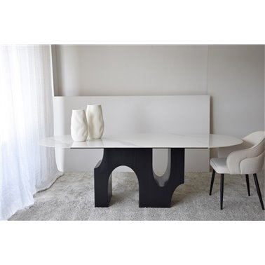 MESA COMEDOR PETRA. BLANCO,NEGRO,GRIS