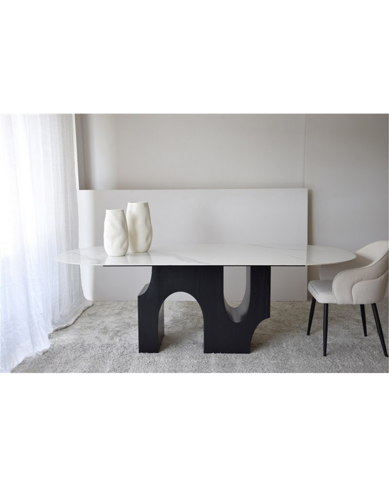 MESA COMEDOR PETRA. BLANCO,NEGRO,GRIS