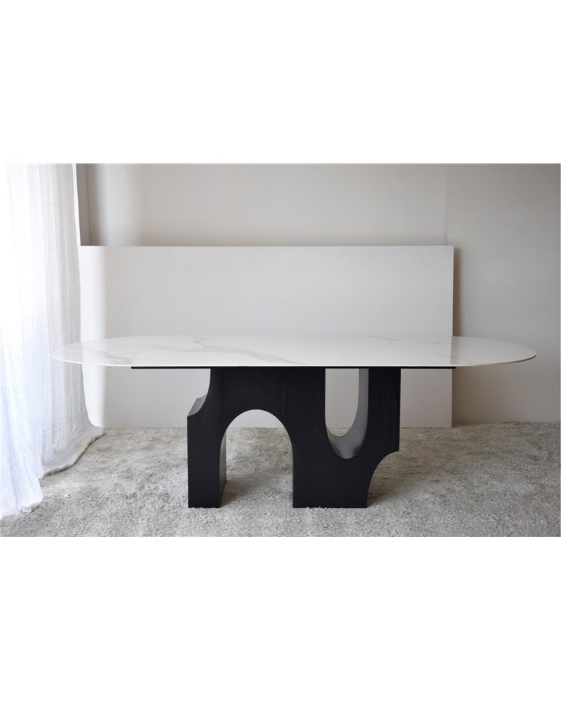 MESA COMEDOR PETRA. BLANCO,NEGRO,GRIS