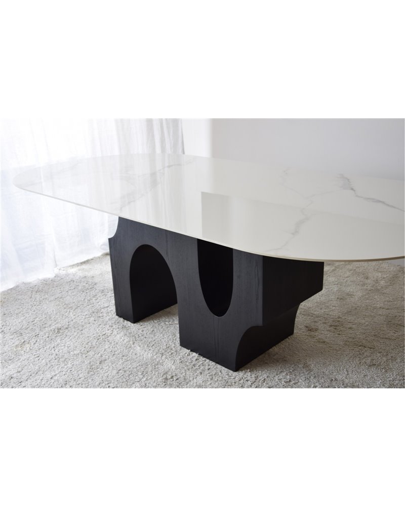 MESA COMEDOR PETRA. BLANCO,NEGRO,GRIS