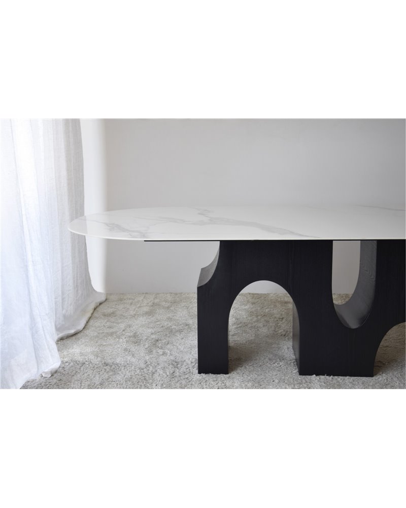 MESA COMEDOR PETRA. BLANCO,NEGRO,GRIS