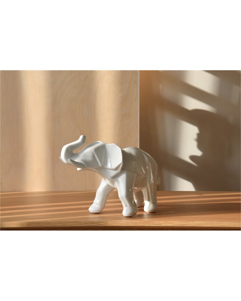 ESCULTURA CERÁMICA ELEFANTE BLANCO N1