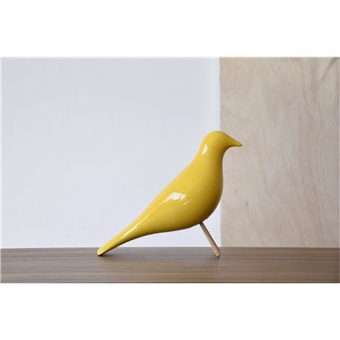 PÁJARO  CERÁMICA COLOR AMARILLO BRILLO