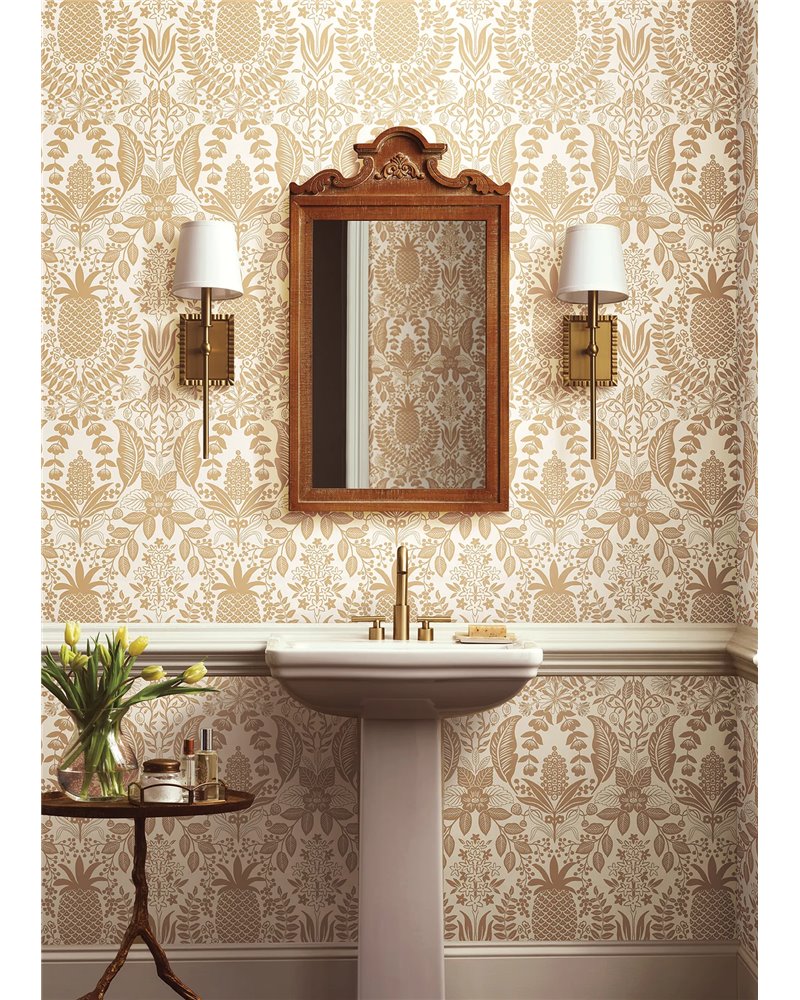 Pineapple Damask White & Gold RF7482