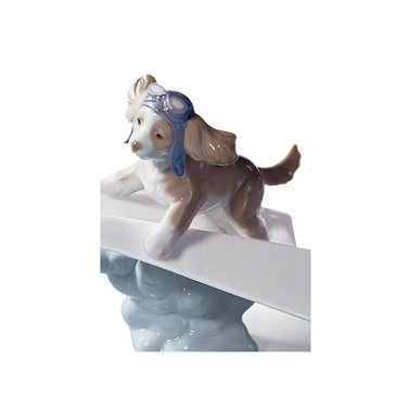 Paper aeroplane dog figurine