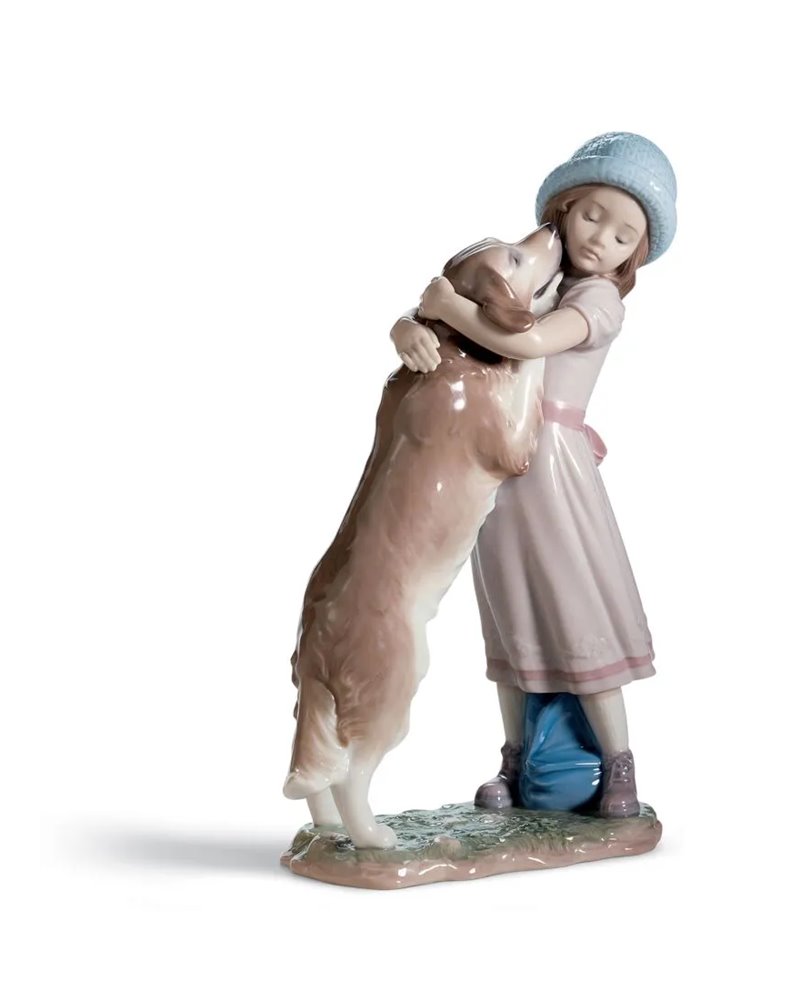 Figura niña con perro Cariñosa bienvenida