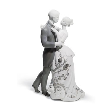 Figura pareja El vals de los novios. Lustre plata