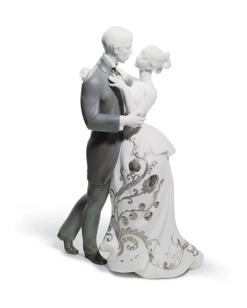 Figura pareja El vals de los novios. Lustre plata