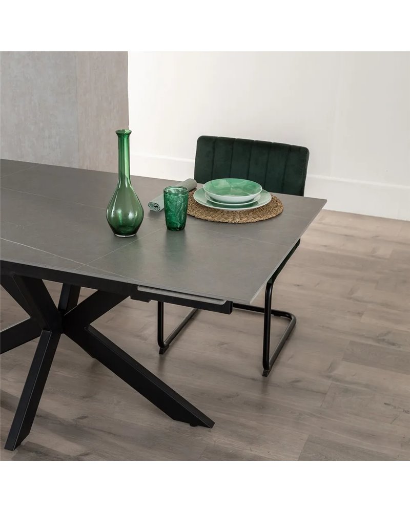 MESA EXTENSIBLE GRIS-NEGRO 170 X 90 X 76 CM