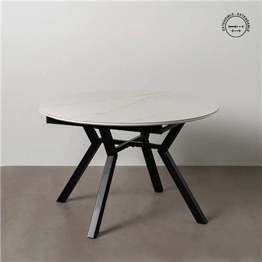 MESA EXTENSIBLE BLANCO-NEGRO 120 X 120 X 75 CM