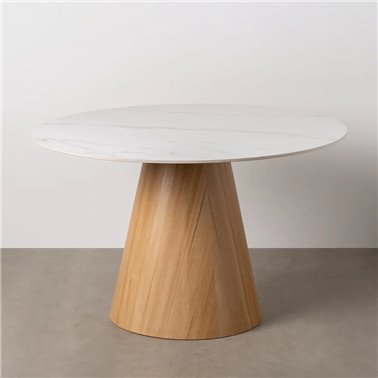 MESA COMEDOR BLANCO-NATURAL 120 X 120 X 75 CM