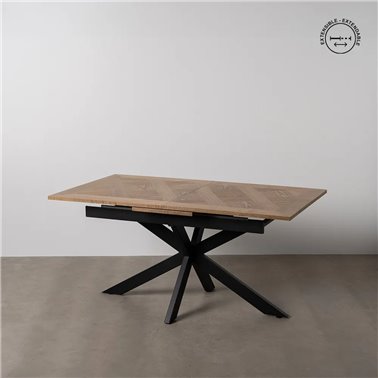 MESA EXTENSIBLE NATURAL-NEGRO DM-METAL 160 X 90 X 77 CM