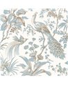 Peacock Toile Soft Blue and Beige AT57828