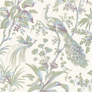 Peacock Toile Green and Plum AT57829