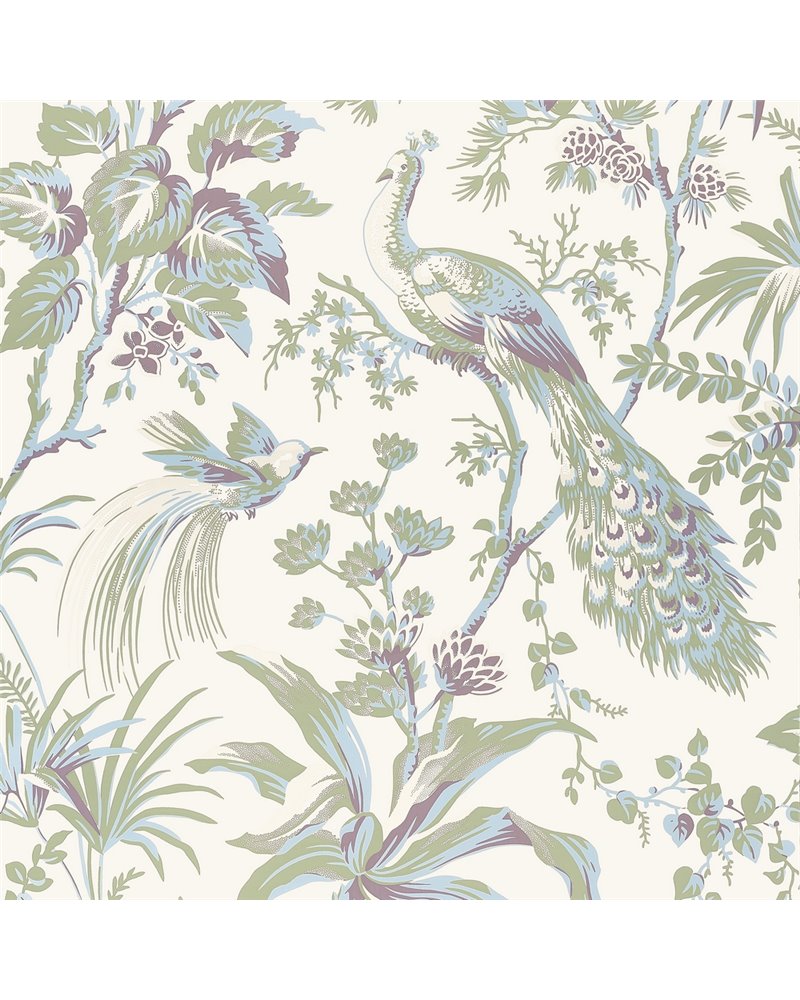 Peacock Toile Green and Plum AT57829