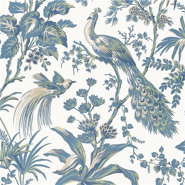 Peacock Toile Blue and Green AT57830