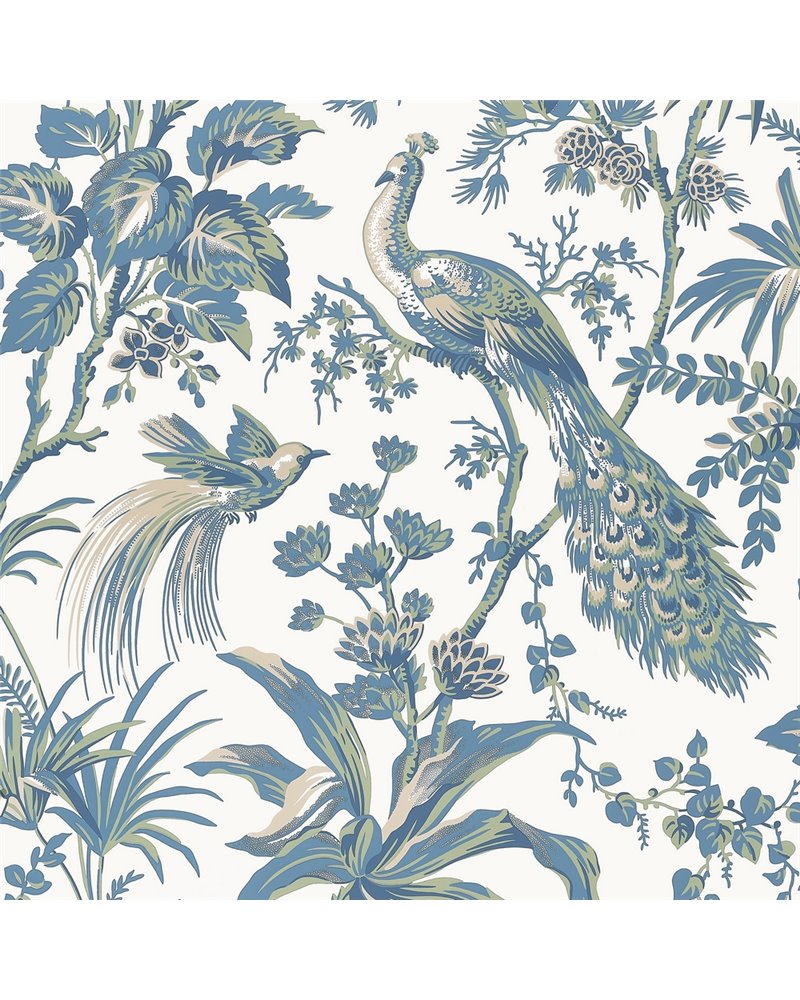 Peacock Toile Blue and Green AT57830