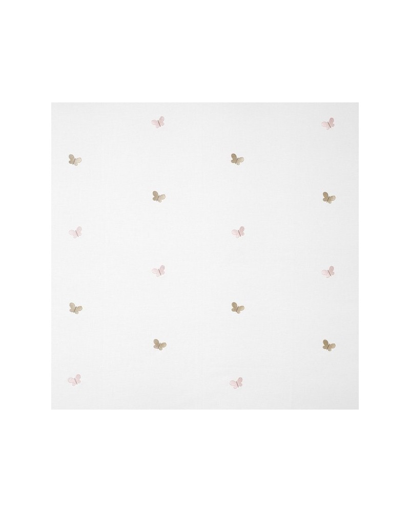 Dekostoff MWS29954101 PAPILLONS BRODES ROSE BEIGE Casadeco